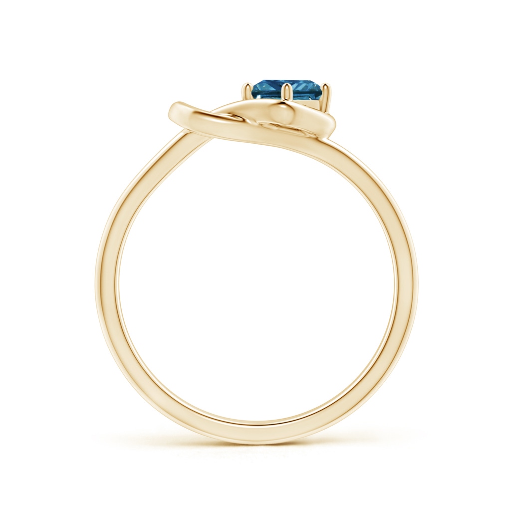 3.5mm AAA Princess-Cut Solitaire Blue Diamond Infinity Knot Ring in Yellow Gold Side 1