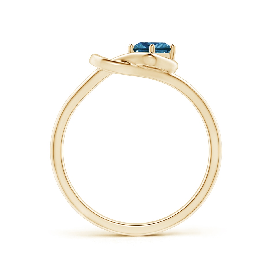 3.5mm AAA Princess-Cut Solitaire Blue Diamond Infinity Knot Ring in Yellow Gold side 1