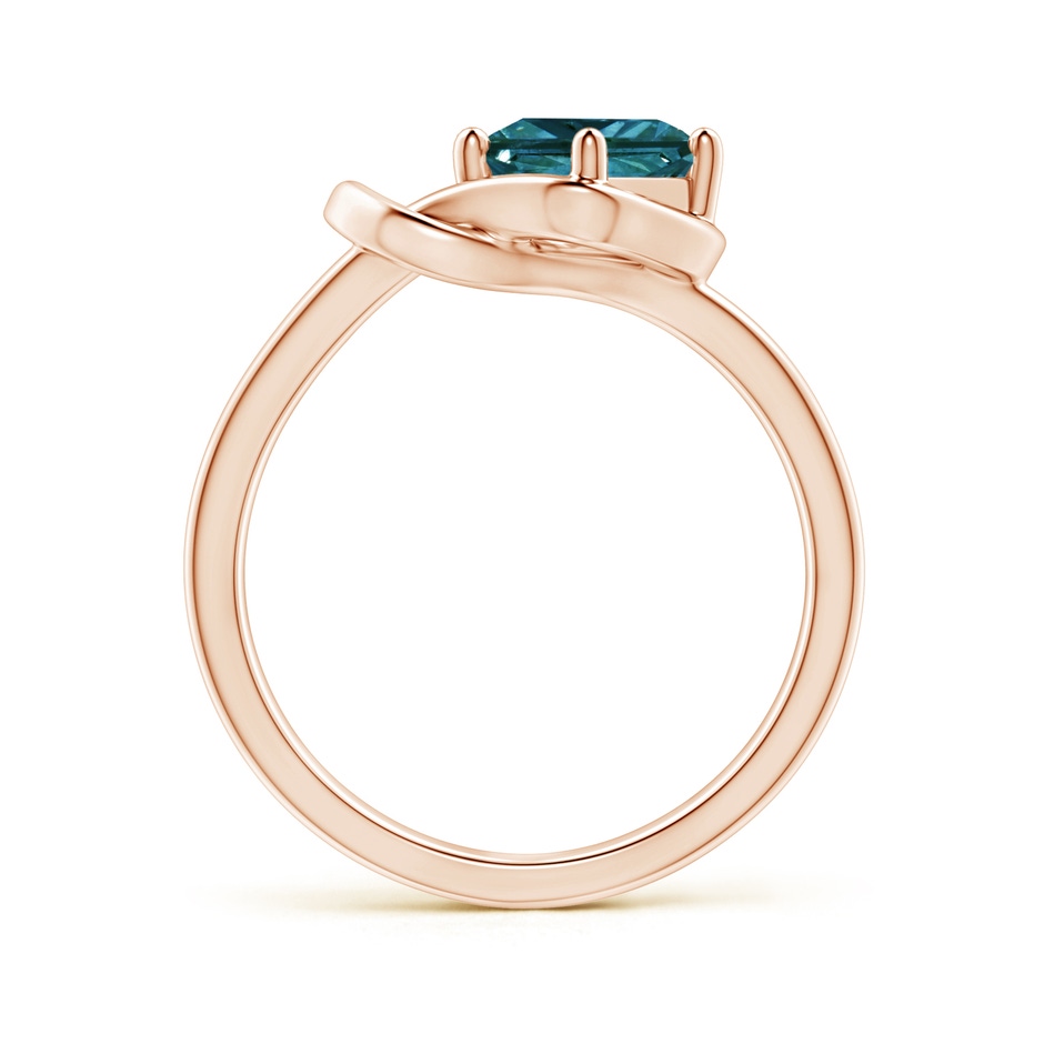 5.1mm AA Princess-Cut Solitaire Blue Diamond Infinity Knot Ring in Rose Gold side 1