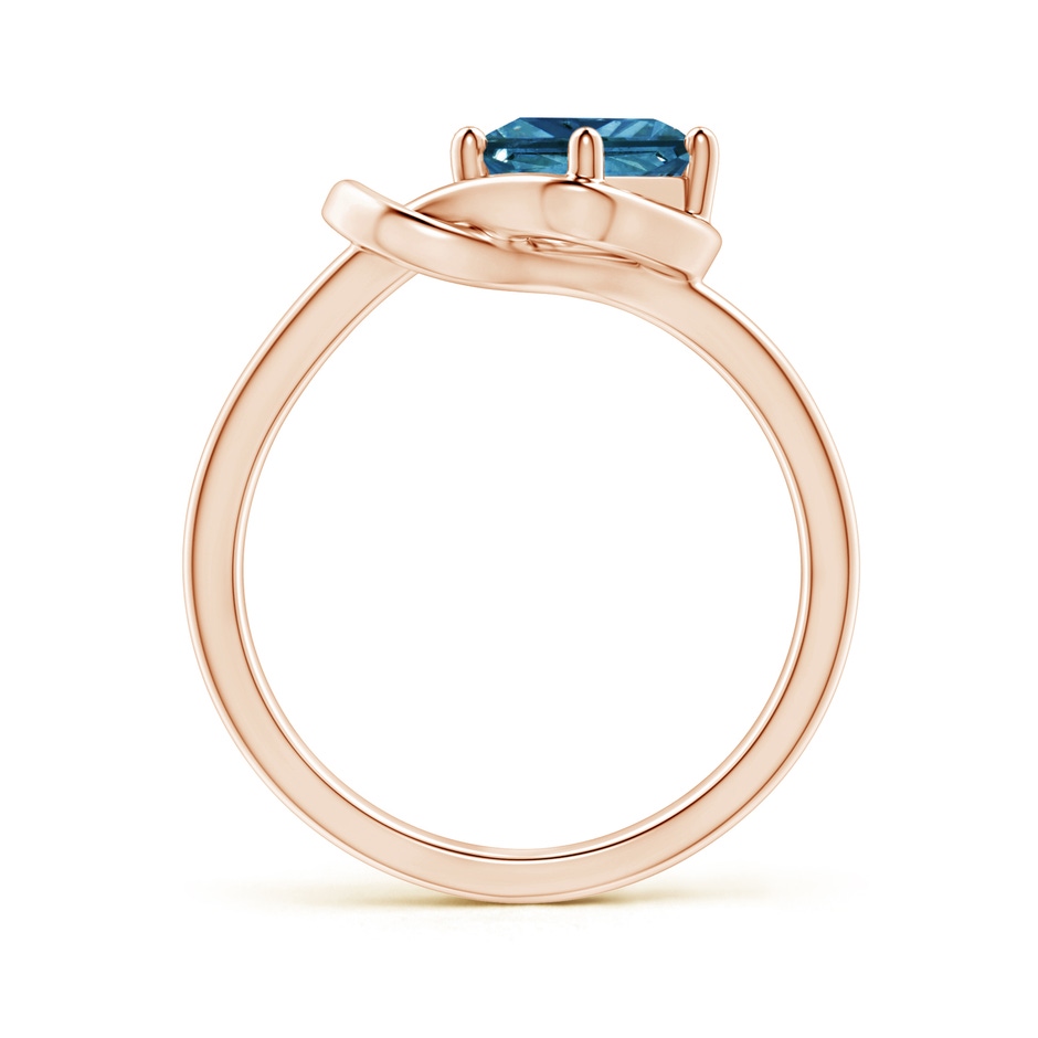 5.1mm AAA Princess-Cut Solitaire Blue Diamond Infinity Knot Ring in 9K Rose Gold side 1