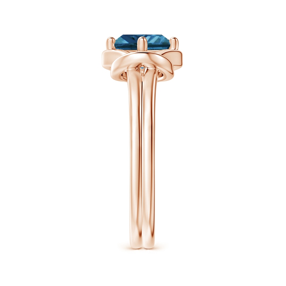 5.1mm AAA Princess-Cut Solitaire Blue Diamond Infinity Knot Ring in 9K Rose Gold side 2