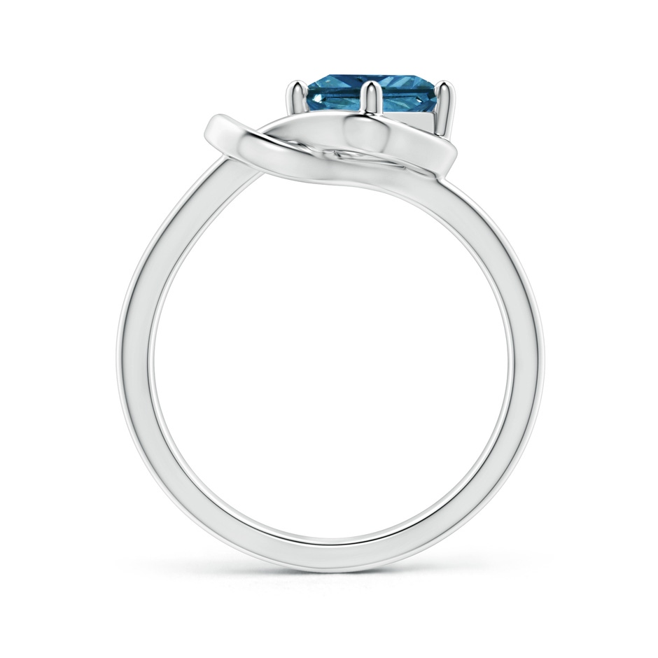 5.1mm AAA Princess-Cut Solitaire Blue Diamond Infinity Knot Ring in White Gold side 1