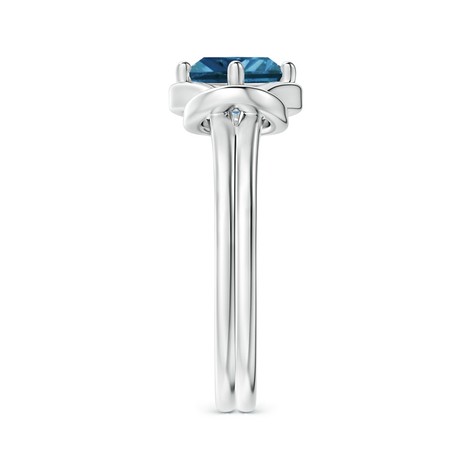 5.1mm AAA Princess-Cut Solitaire Blue Diamond Infinity Knot Ring in White Gold side 2