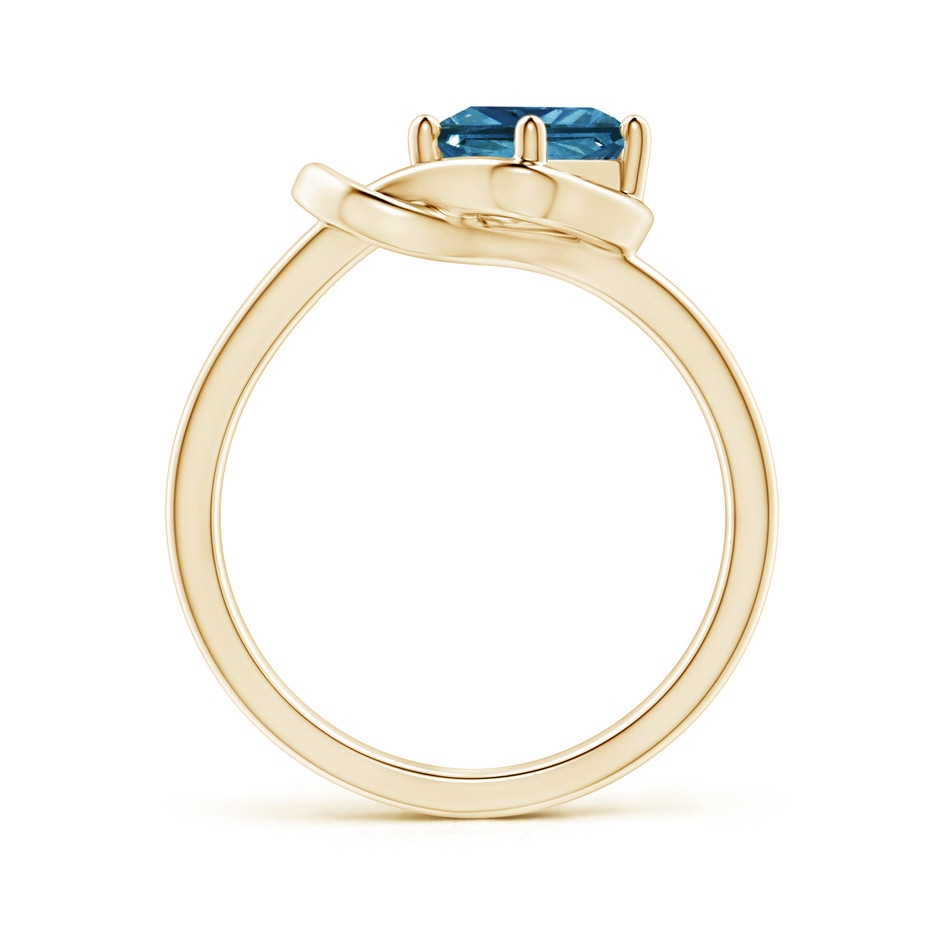 5.1mm AAA Princess-Cut Solitaire Blue Diamond Infinity Knot Ring in Yellow Gold side 1