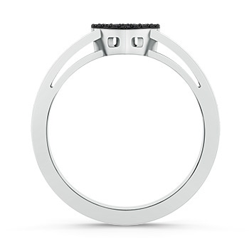 1mm AA Round Black Diamond Open Heart Ring in White Gold Product Image