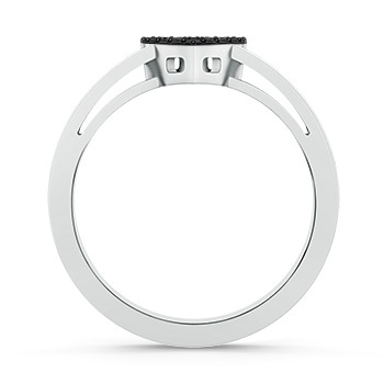 1mm AA Round Black Diamond Open Heart Ring in White Gold product image