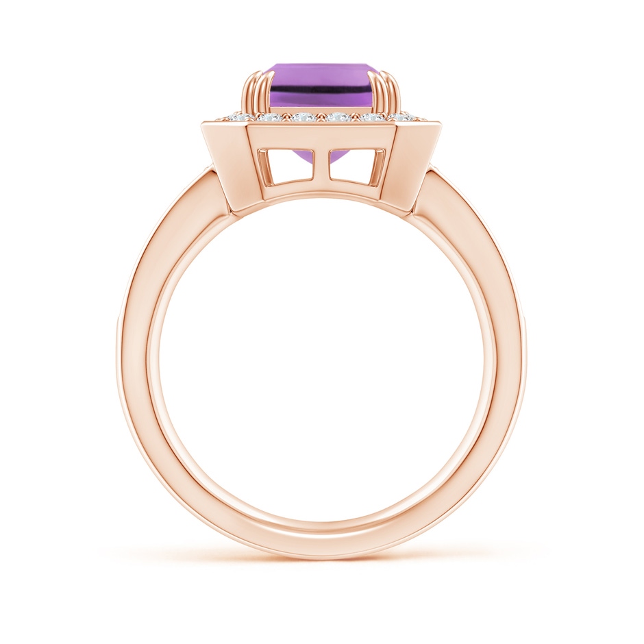 10x8mm A Emerald-Cut Amethyst Engagement Ring with Diamond Halo in Rose Gold side 199