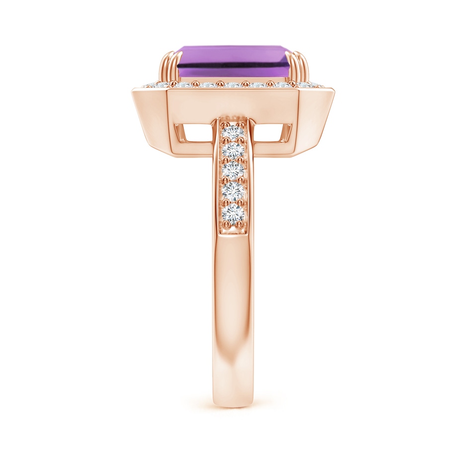 10x8mm A Emerald-Cut Amethyst Engagement Ring with Diamond Halo in Rose Gold side 299
