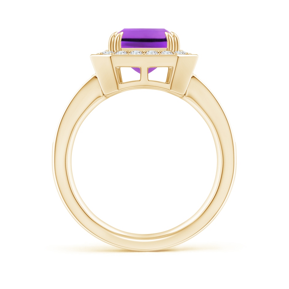 10x8mm AAA Emerald-Cut Amethyst Engagement Ring with Diamond Halo in Yellow Gold side 199