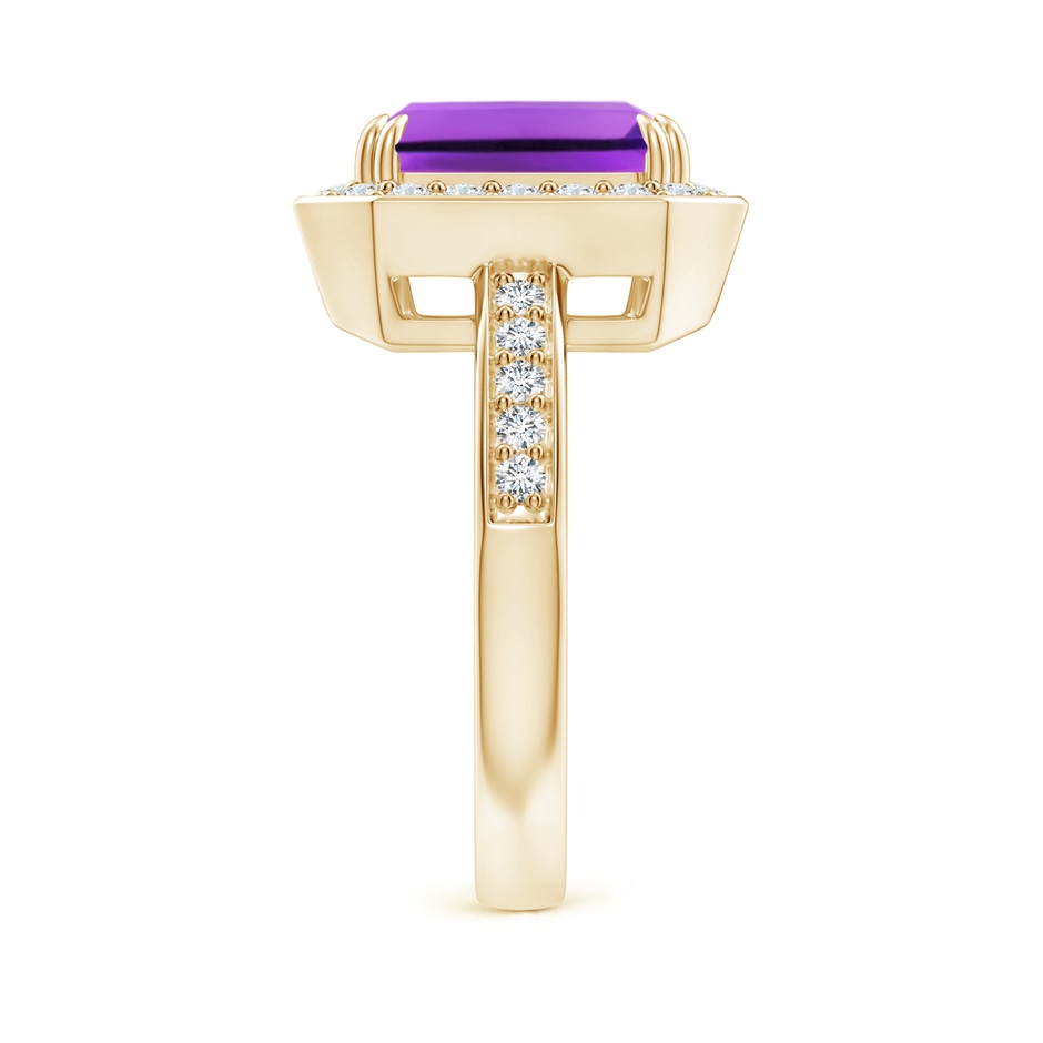 10x8mm AAA Emerald-Cut Amethyst Engagement Ring with Diamond Halo in Yellow Gold side 299