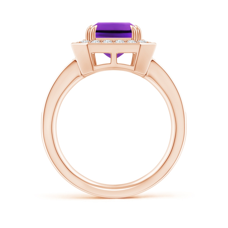 10x8mm AAAA Emerald-Cut Amethyst Engagement Ring with Diamond Halo in Rose Gold side 199