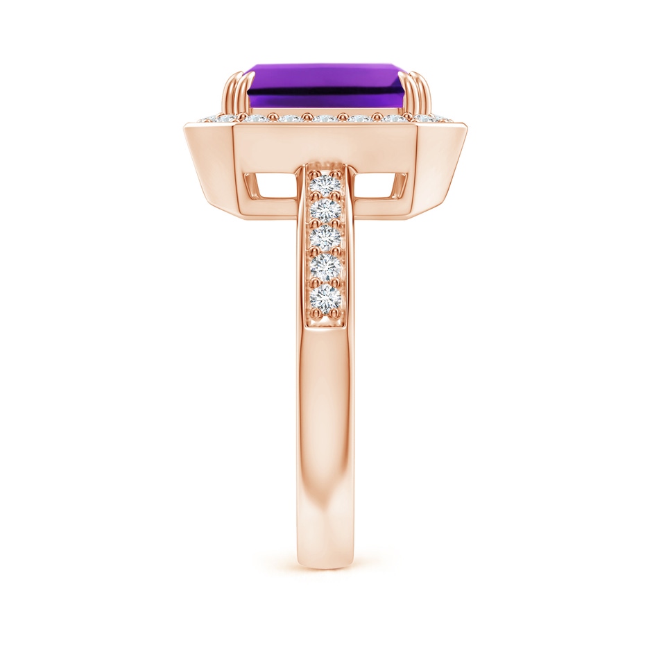10x8mm AAAA Emerald-Cut Amethyst Engagement Ring with Diamond Halo in Rose Gold side 299