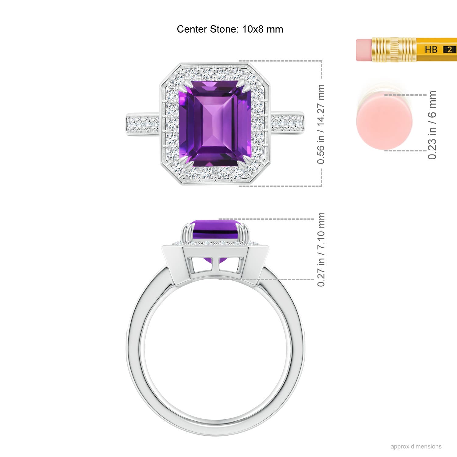 AAAA - Amethyst / 3.35 CT / 14 KT White Gold