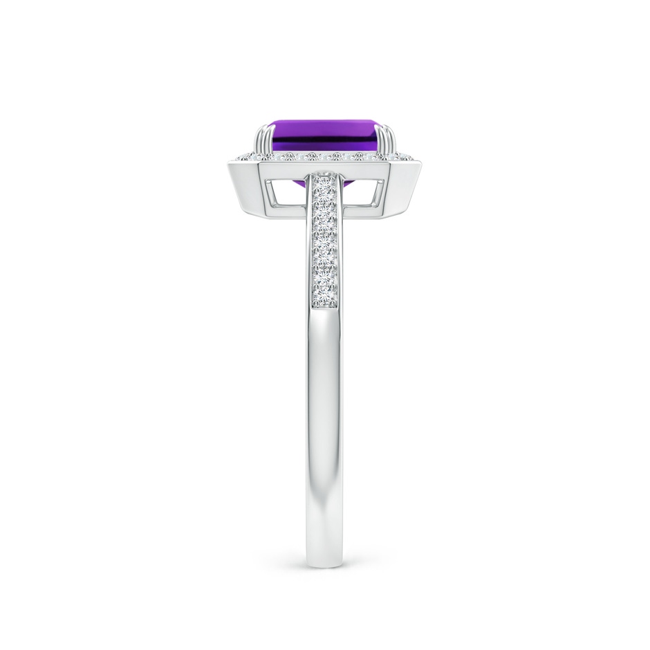7x5mm AAAA Emerald-Cut Amethyst Engagement Ring with Diamond Halo in 18K White Gold side 299