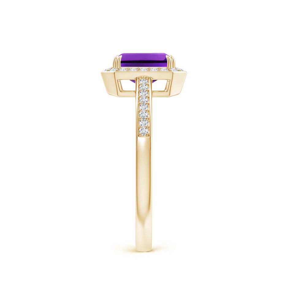 7x5mm AAAA Emerald-Cut Amethyst Engagement Ring with Diamond Halo in 18K Yellow Gold side 299