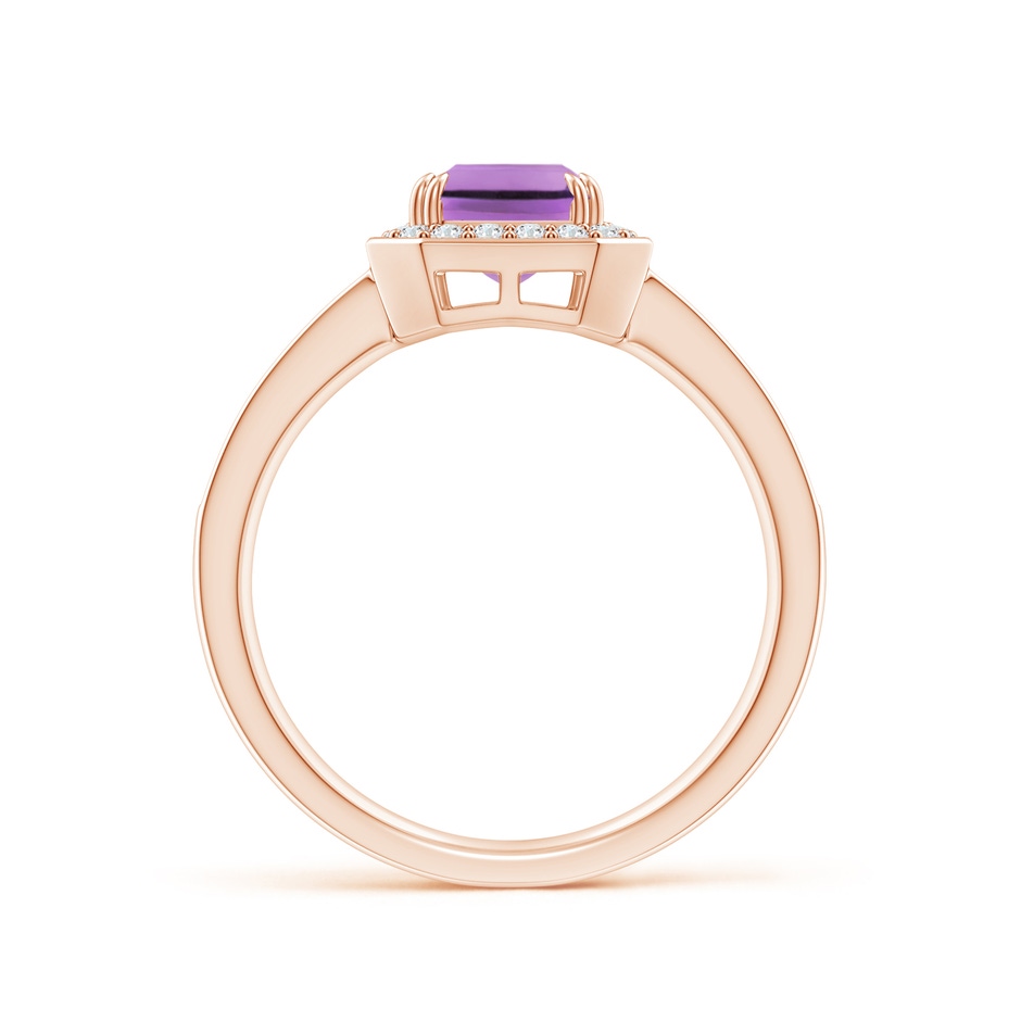 8x6mm A Emerald-Cut Amethyst Engagement Ring with Diamond Halo in Rose Gold side 199