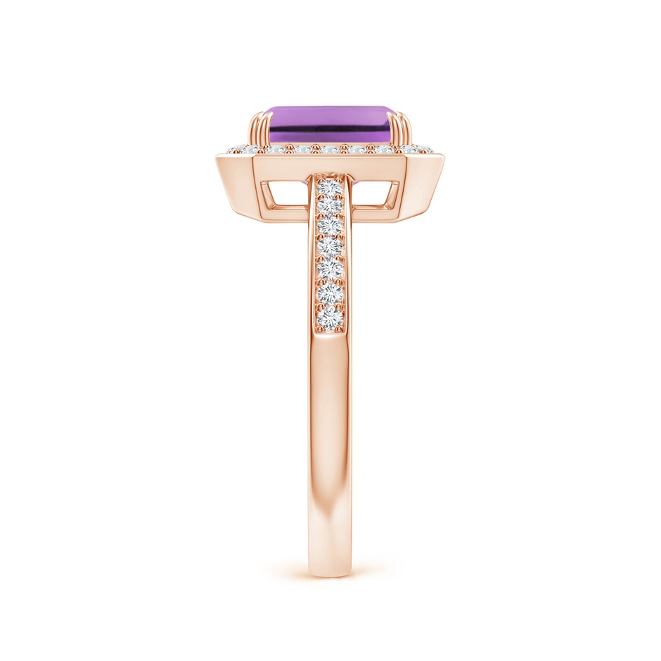 8x6mm A Emerald-Cut Amethyst Engagement Ring with Diamond Halo in Rose Gold side 299