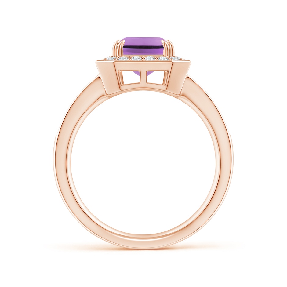 9x7mm A Emerald-Cut Amethyst Engagement Ring with Diamond Halo in Rose Gold side 199