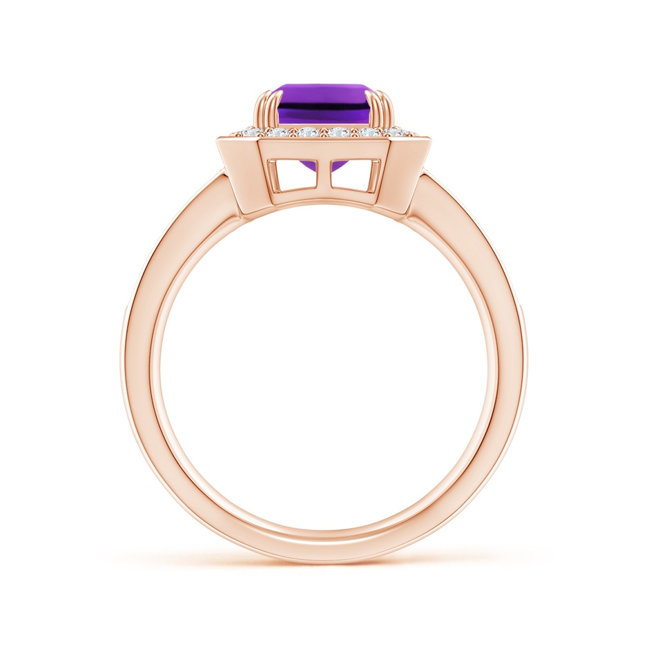 9x7mm AAAA Emerald-Cut Amethyst Engagement Ring with Diamond Halo in 18K Rose Gold side 199