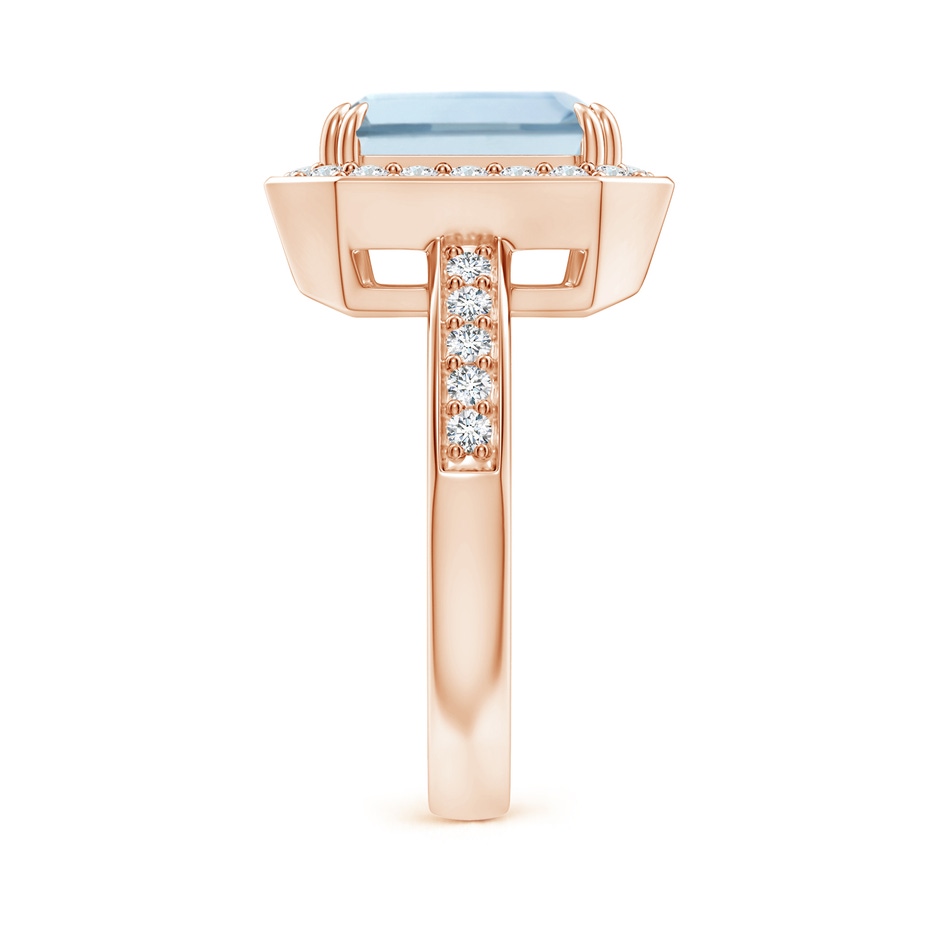 10x8mm A Emerald-Cut Aquamarine Engagement Ring with Diamond Halo in 18K Rose Gold side 299