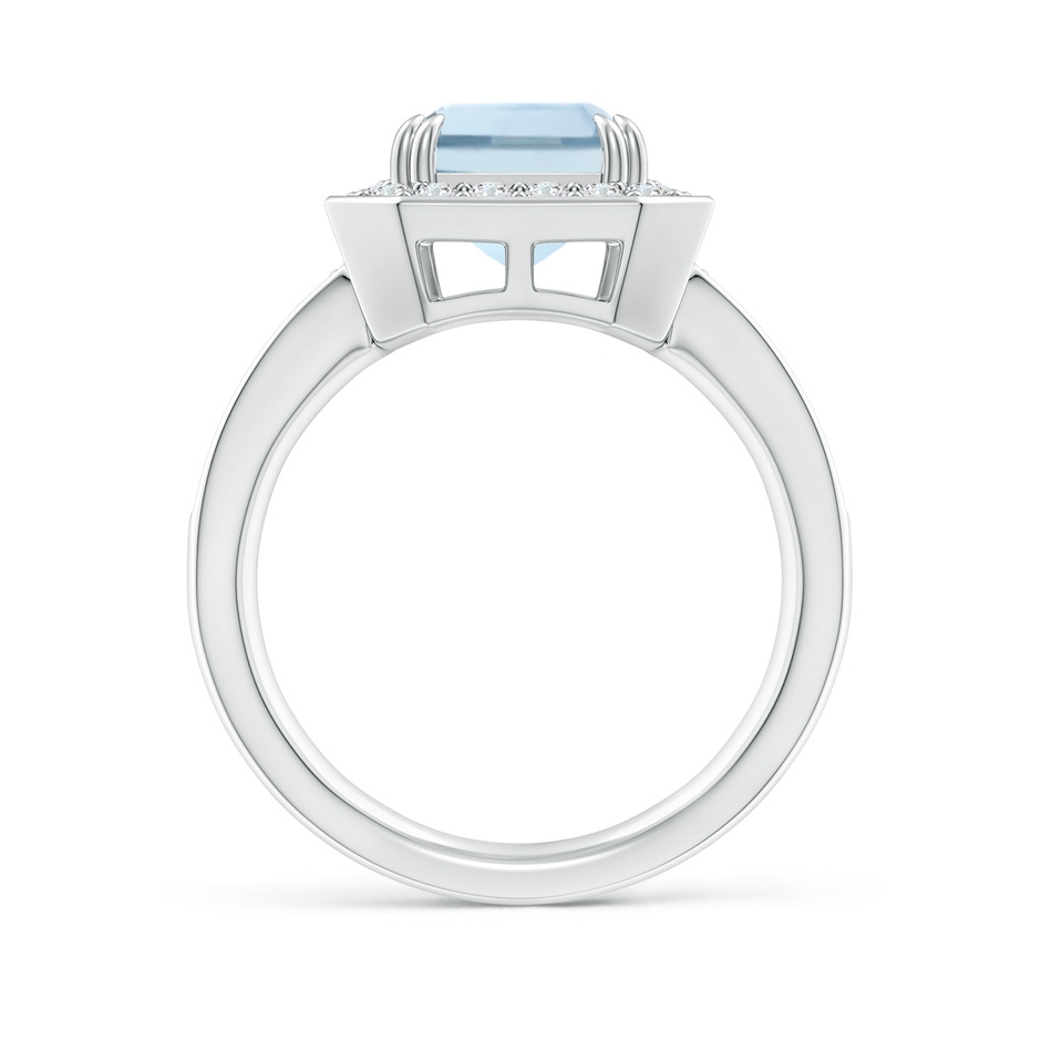 10x8mm A Emerald-Cut Aquamarine Engagement Ring with Diamond Halo in P950 Platinum side 199