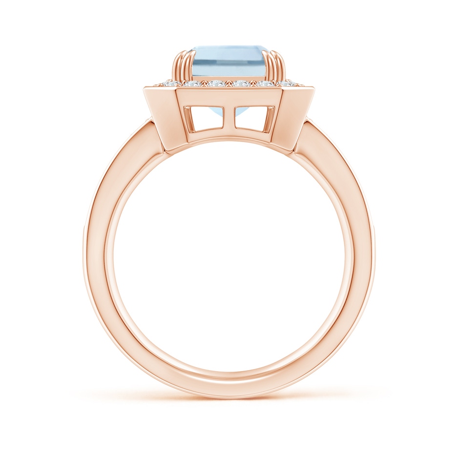 10x8mm A Emerald-Cut Aquamarine Engagement Ring with Diamond Halo in Rose Gold side 199
