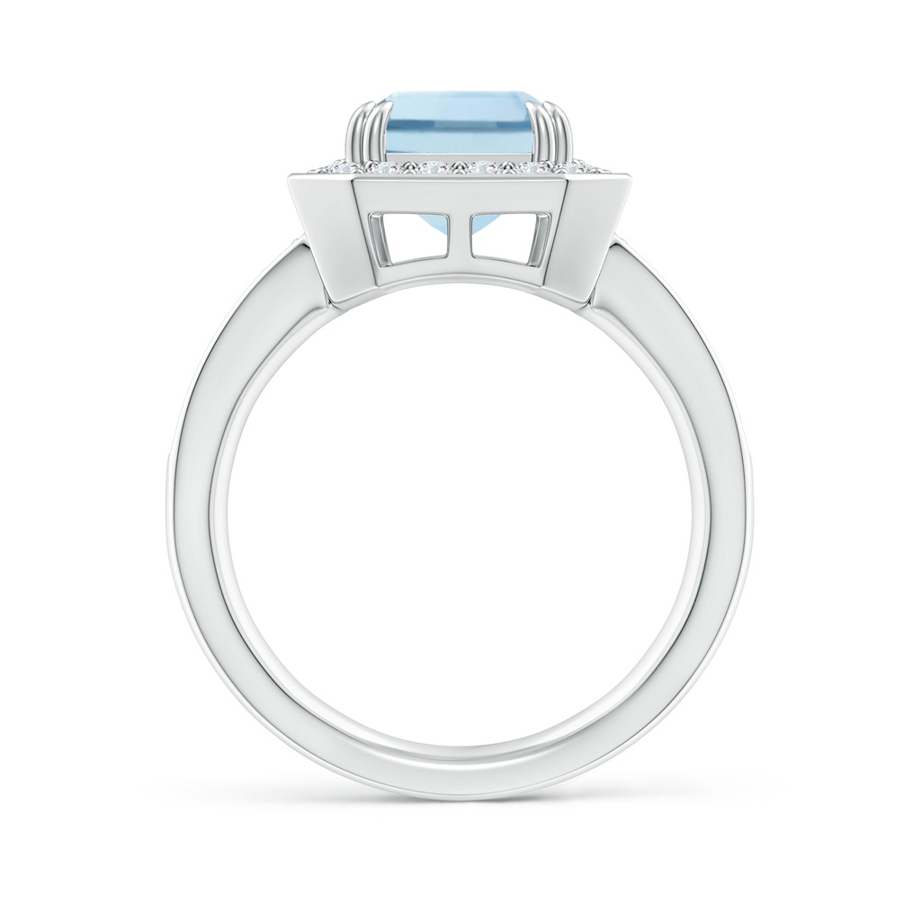 10x8mm AA Emerald-Cut Aquamarine Engagement Ring with Diamond Halo in White Gold Side-1