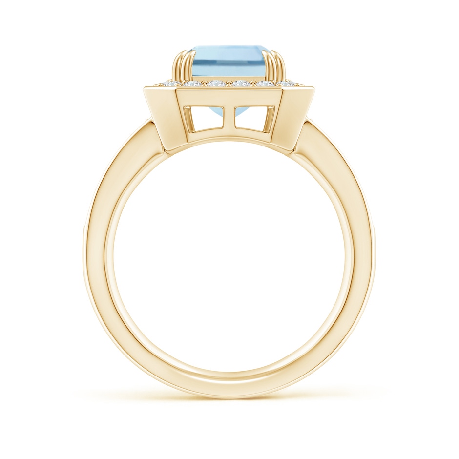 10x8mm AA Emerald-Cut Aquamarine Engagement Ring with Diamond Halo in Yellow Gold side 199