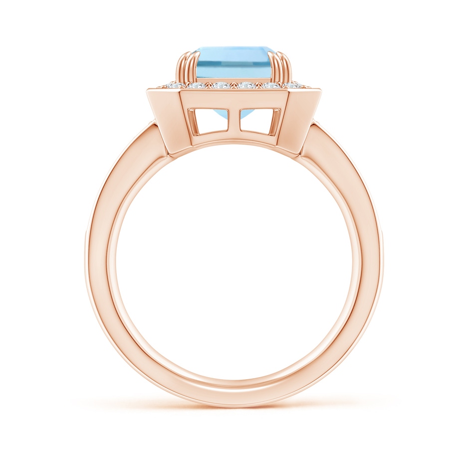 10x8mm AAA Emerald-Cut Aquamarine Engagement Ring with Diamond Halo in 18K Rose Gold side 199
