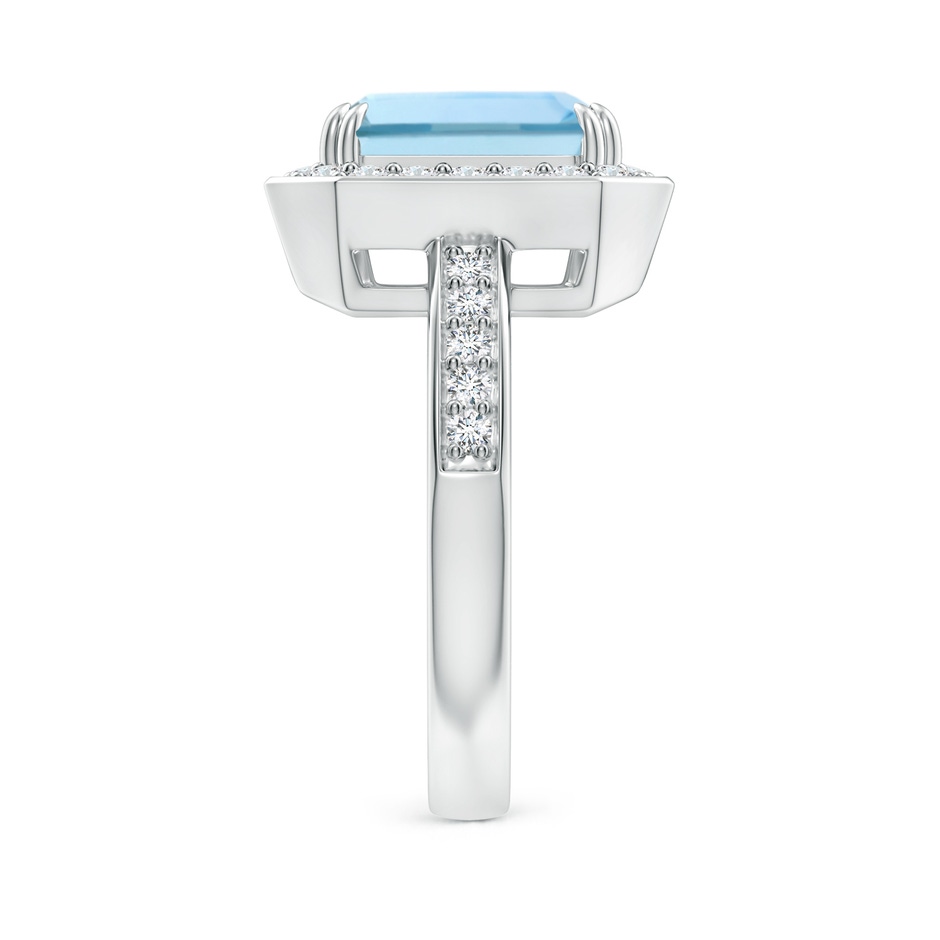 10x8mm AAA Emerald-Cut Aquamarine Engagement Ring with Diamond Halo in 18K White Gold side 299