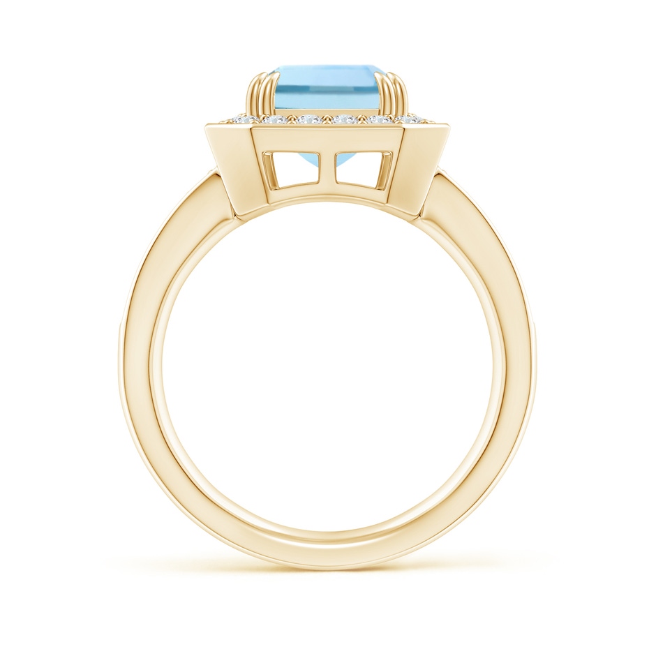 10x8mm AAA Emerald-Cut Aquamarine Engagement Ring with Diamond Halo in 18K Yellow Gold side 199