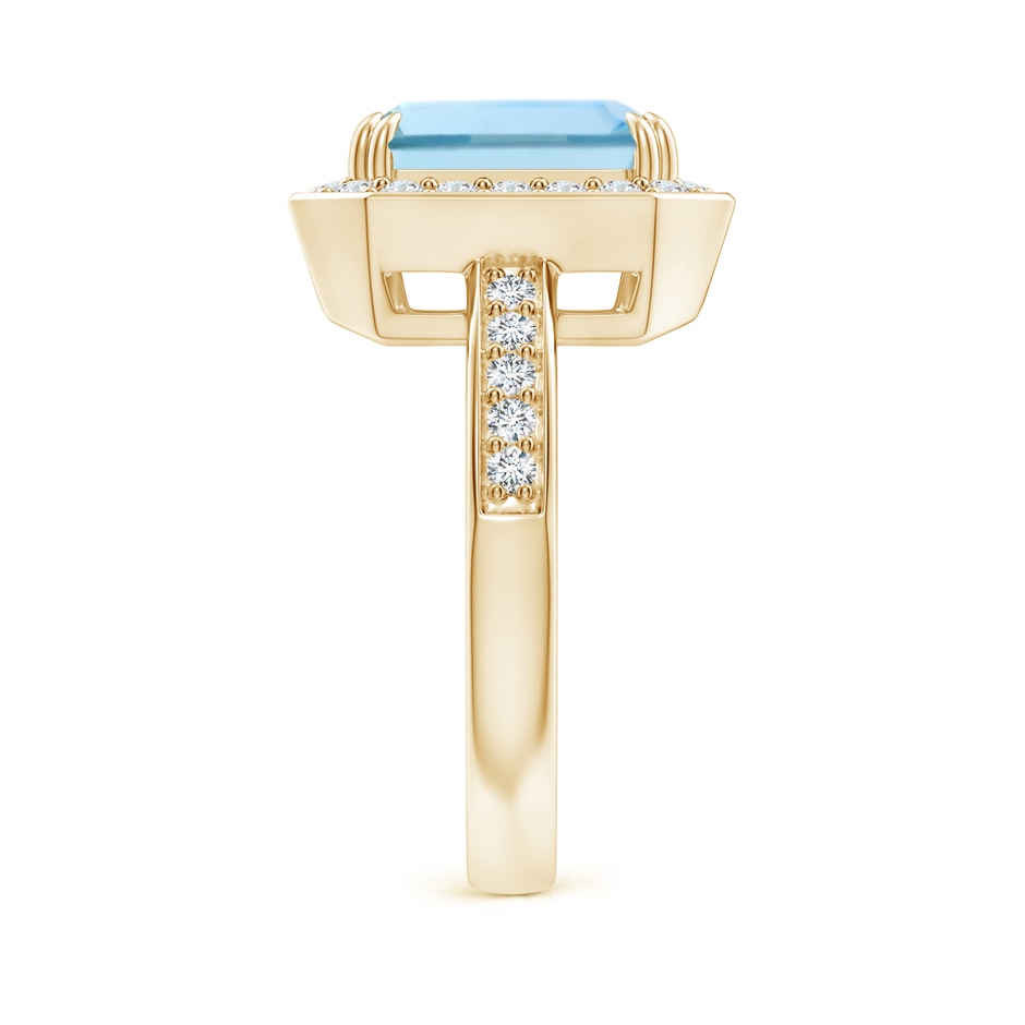 10x8mm AAA Emerald-Cut Aquamarine Engagement Ring with Diamond Halo in 18K Yellow Gold side 299