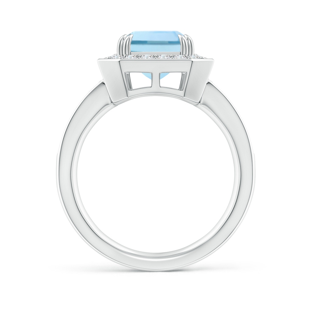 10x8mm AAA Emerald-Cut Aquamarine Engagement Ring with Diamond Halo in White Gold Side-1