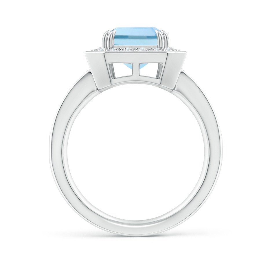 10x8mm AAA Emerald-Cut Aquamarine Engagement Ring with Diamond Halo in White Gold side-1