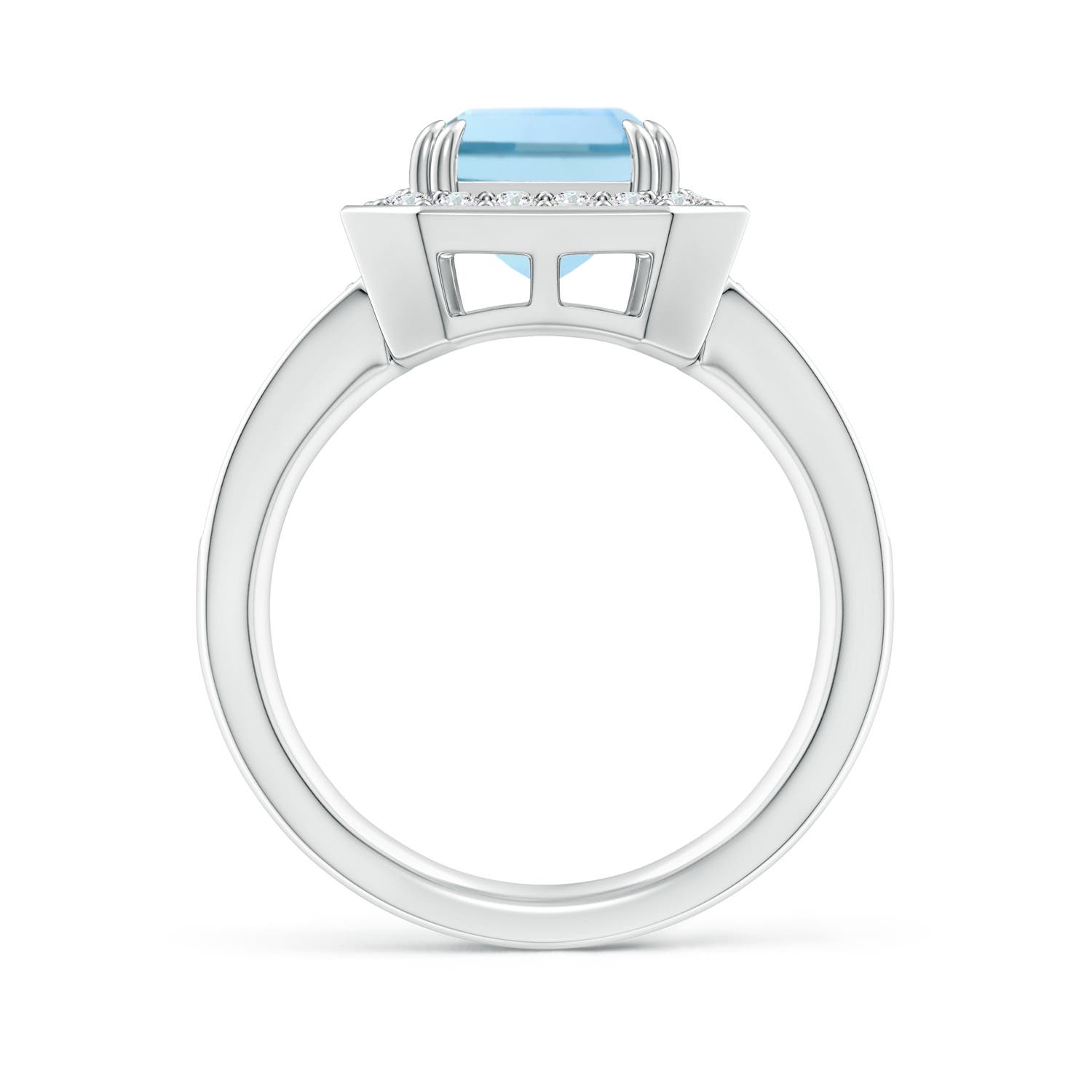 10x8mm AAA Emerald-Cut Aquamarine Engagement Ring with Diamond Halo in White Gold
