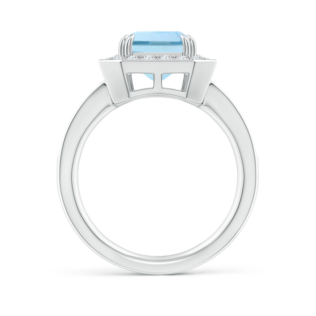 10x8mm AAA Emerald-Cut Aquamarine Engagement Ring with Diamond Halo in White Gold - side 199
