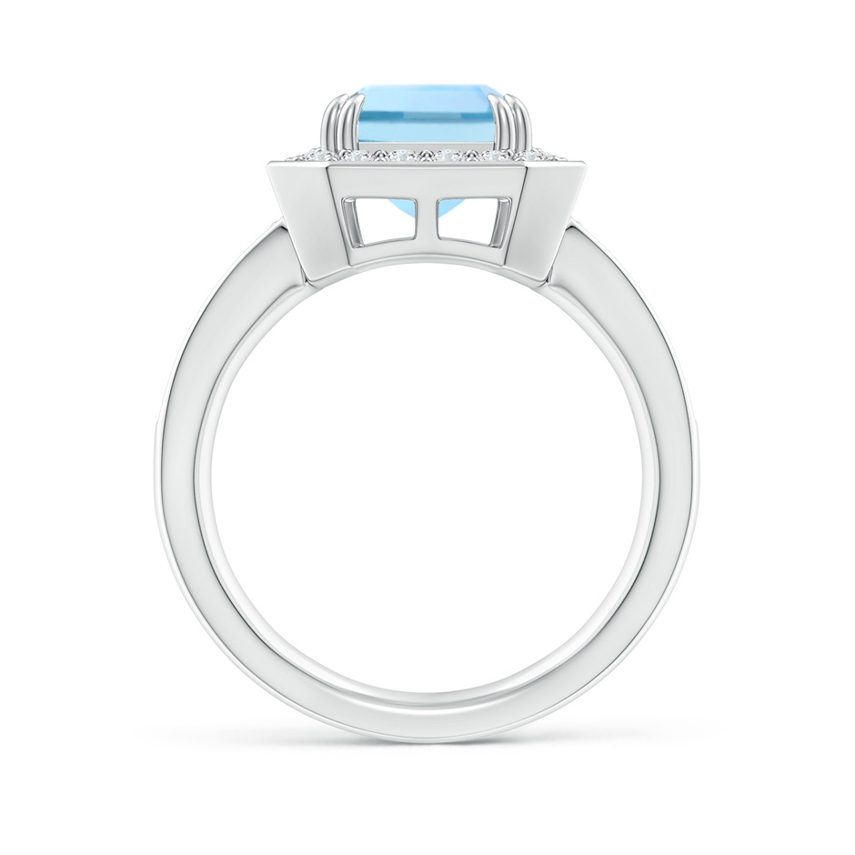 10x8mm AAAA Emerald-Cut Aquamarine Engagement Ring with Diamond Halo in White Gold side 199