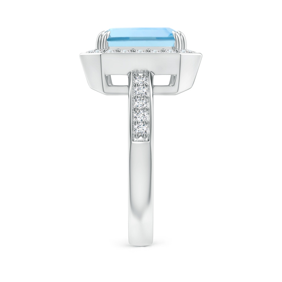 10x8mm AAAA Emerald-Cut Aquamarine Engagement Ring with Diamond Halo in White Gold side 299
