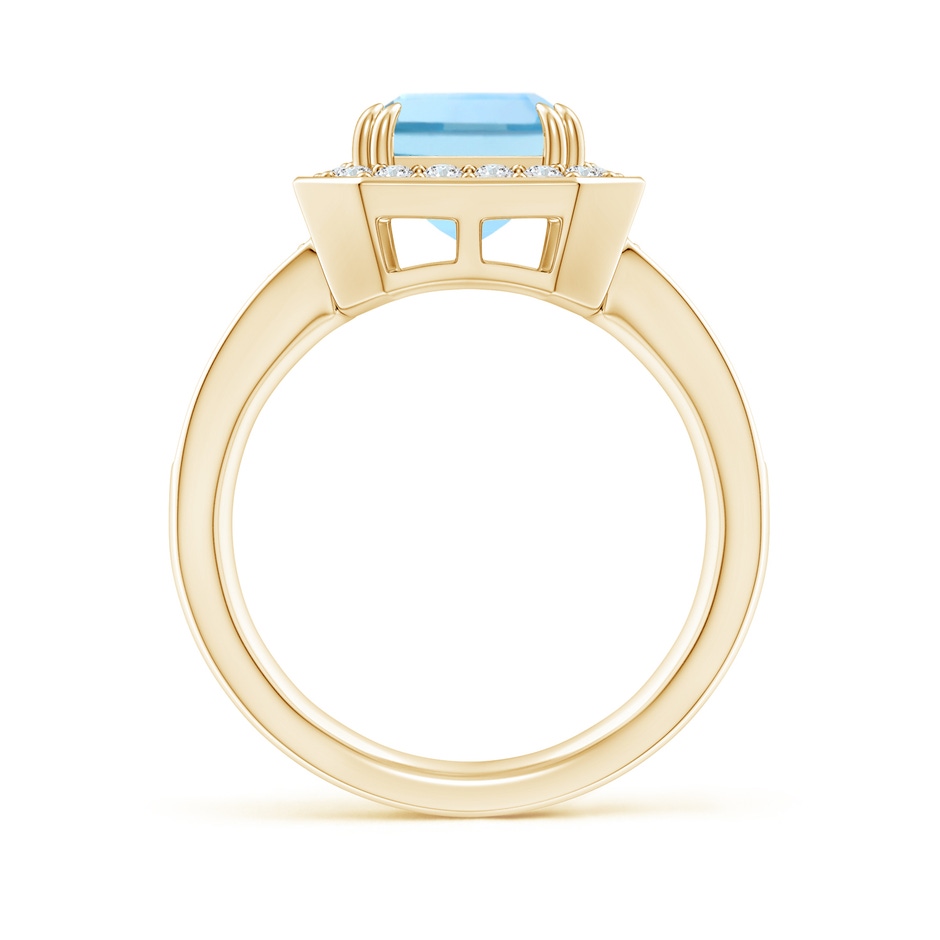 10x8mm AAAA Emerald-Cut Aquamarine Engagement Ring with Diamond Halo in Yellow Gold side 199