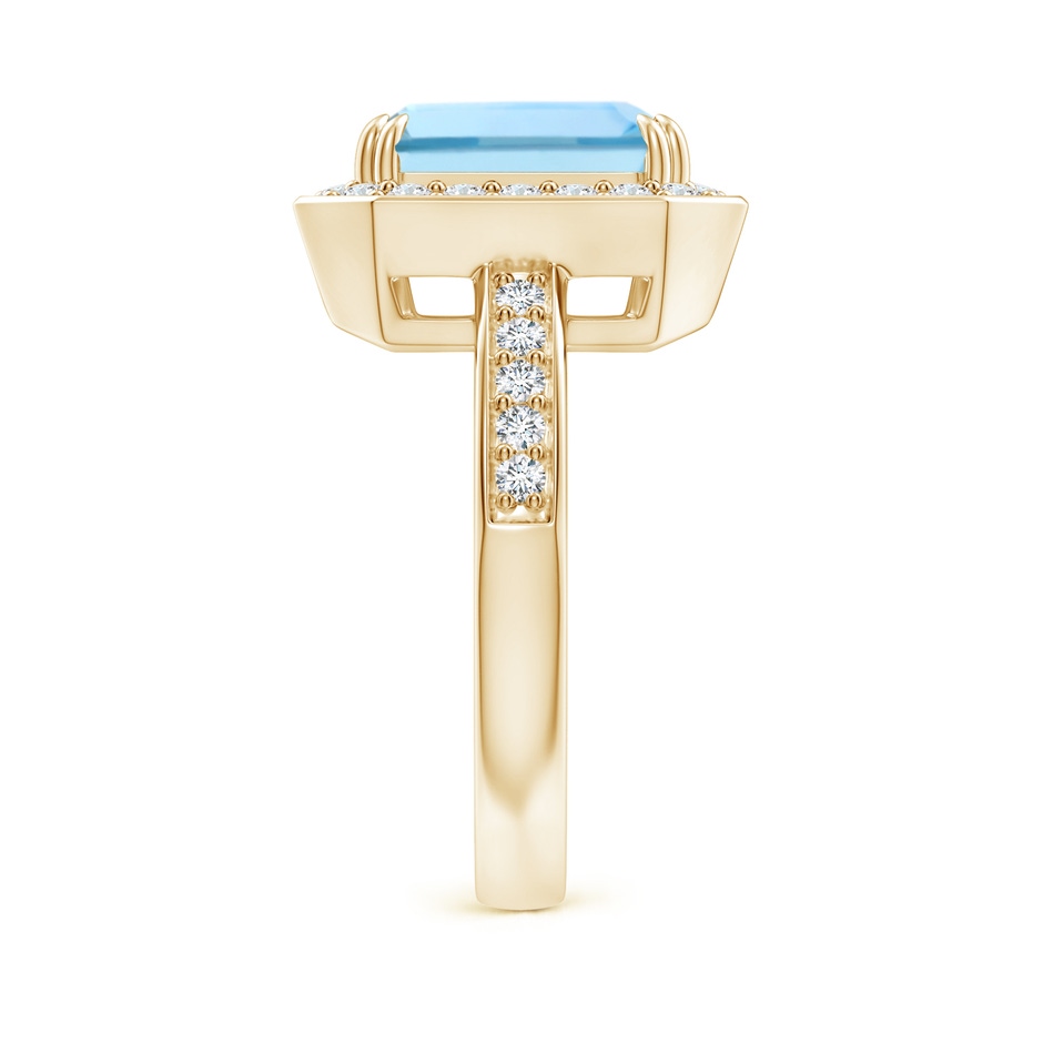 10x8mm AAAA Emerald-Cut Aquamarine Engagement Ring with Diamond Halo in Yellow Gold side 299