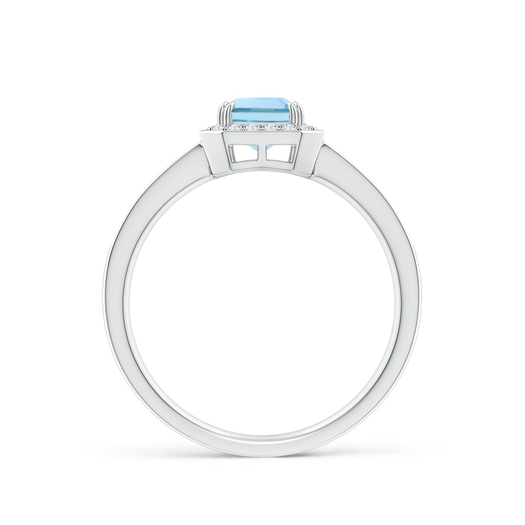 7x5mm AAA Emerald-Cut Aquamarine Engagement Ring with Diamond Halo in White Gold - side 199
