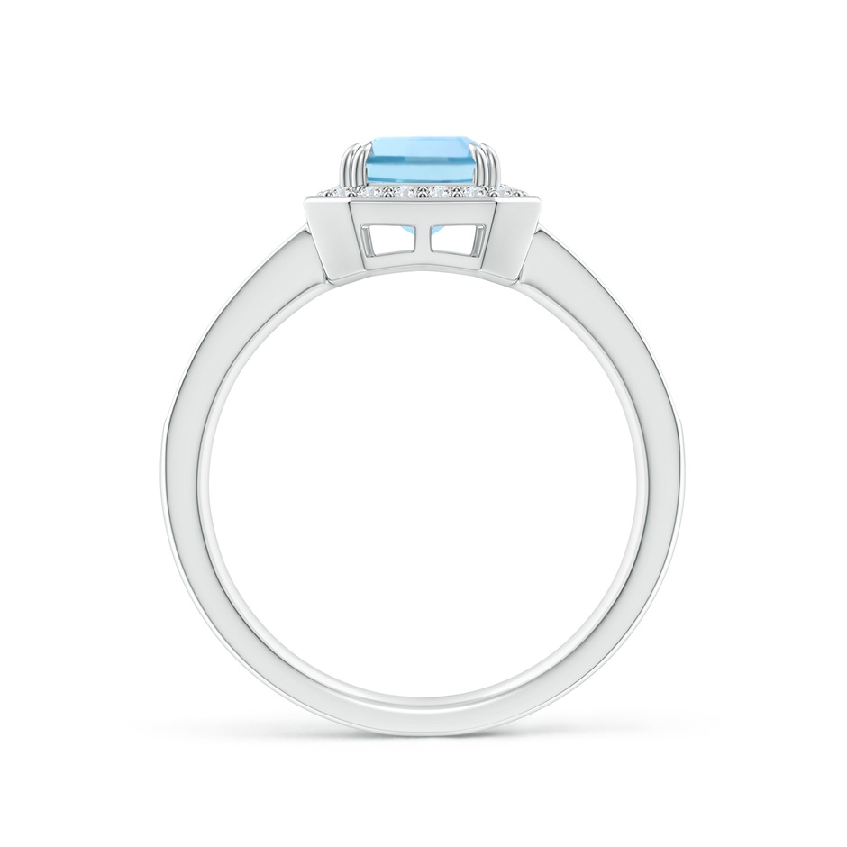 8x6mm AAAA Emerald-Cut Aquamarine Engagement Ring with Diamond Halo in P950 Platinum side 199