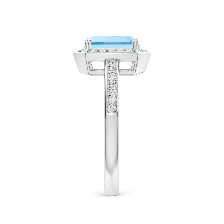 8x6mm AAAA Emerald-Cut Aquamarine Engagement Ring with Diamond Halo in P950 Platinum side 299