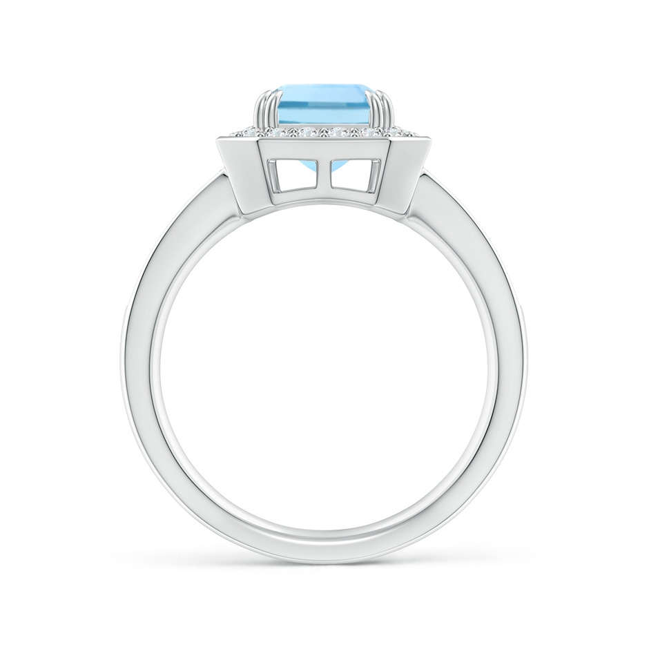 9x7mm AAAA Emerald-Cut Aquamarine Engagement Ring with Diamond Halo in White Gold side 199