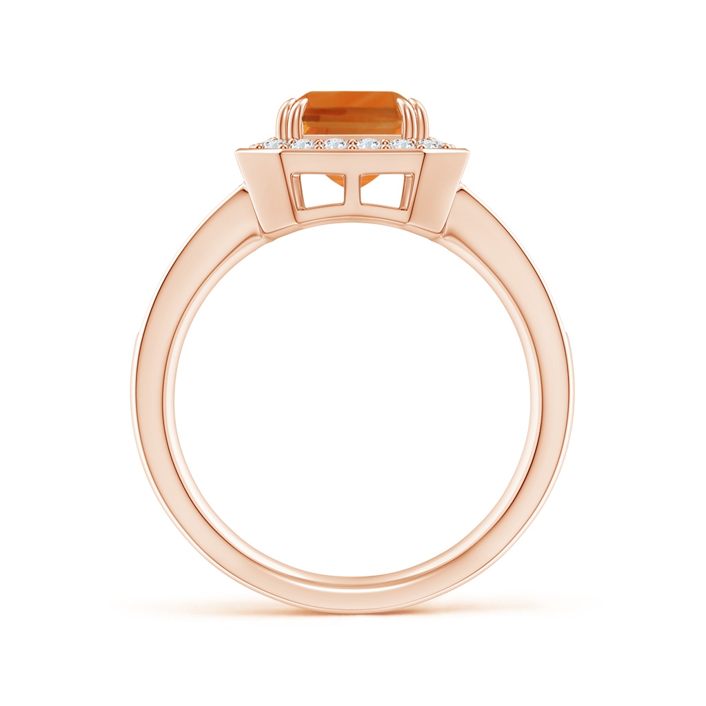 9x7mm AAA Emerald-Cut Citrine Engagement Ring with Diamond Halo in Rose Gold Side 1