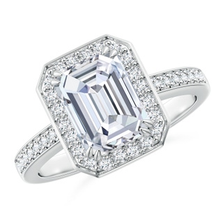 8.5x6.5mm GVS2 Emerald-Cut Diamond Engagement Ring with Halo in P950 Platinum
