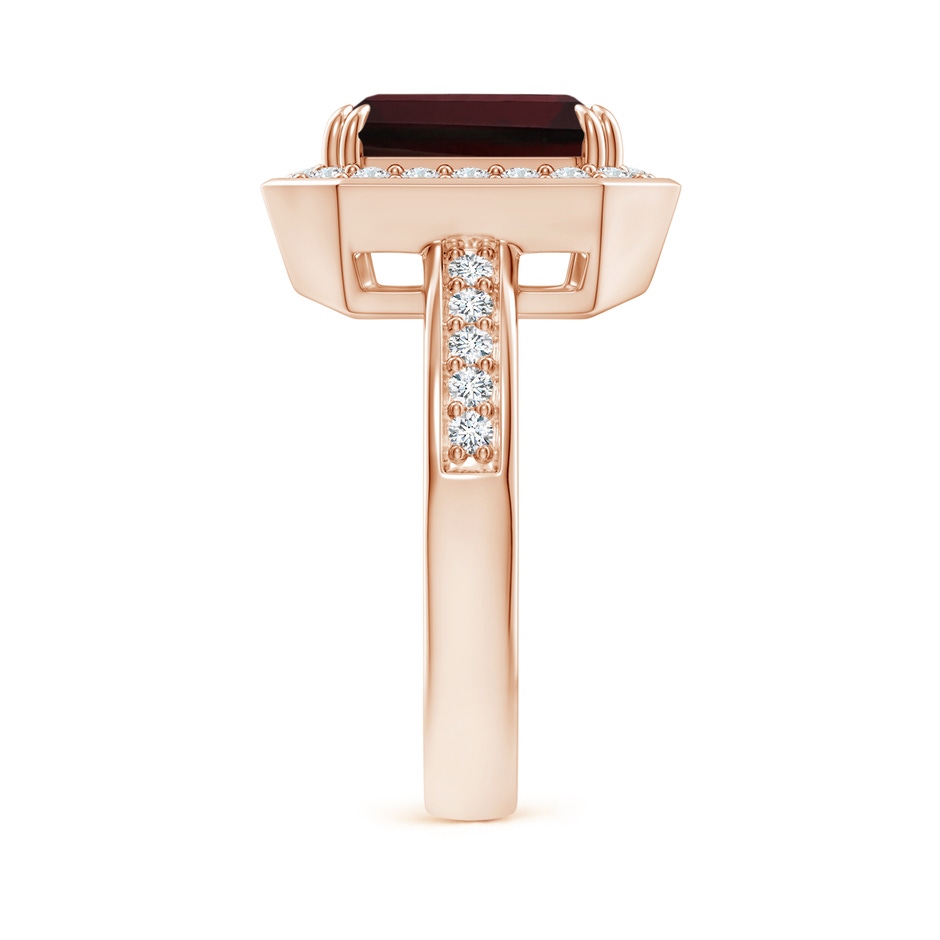 10x8mm A Emerald-Cut Garnet Engagement Ring with Diamond Halo in Rose Gold side-2