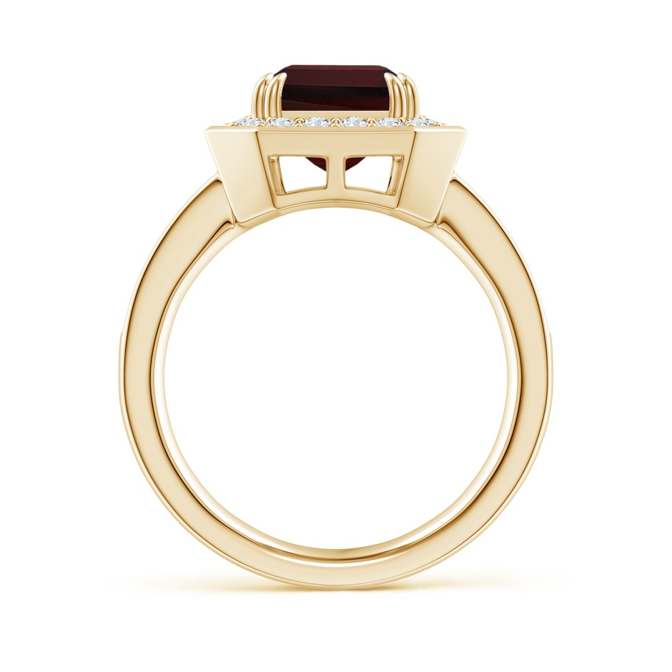 10x8mm A Emerald-Cut Garnet Engagement Ring with Diamond Halo in Yellow Gold side-1