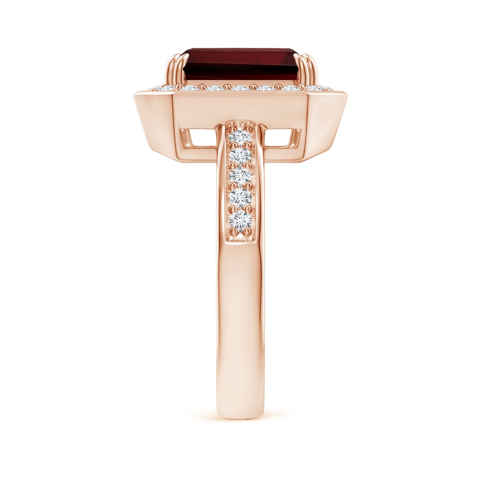 10x8mm AA Emerald-Cut Garnet Engagement Ring with Diamond Halo in Rose Gold side-2