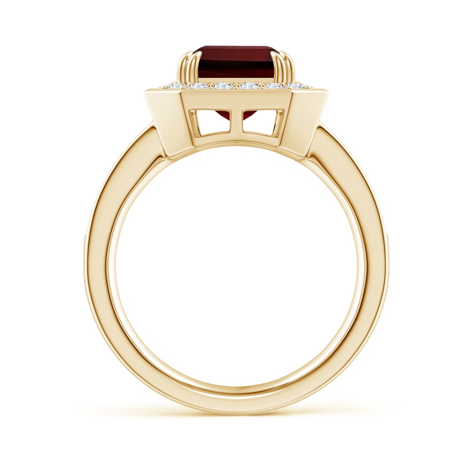 10x8mm AA Emerald-Cut Garnet Engagement Ring with Diamond Halo in Yellow Gold side-1